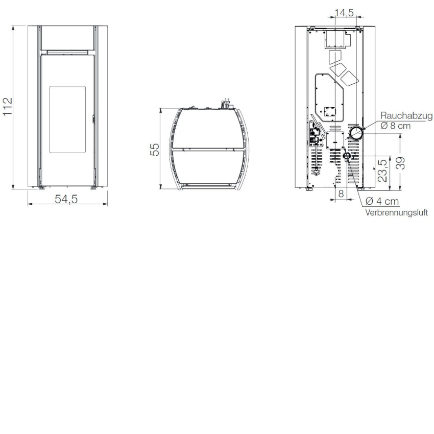 Edilkamin Pelletofen Myrna Maße