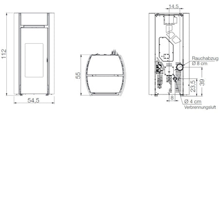 Edilkamin Pelletofen Myrna Maße