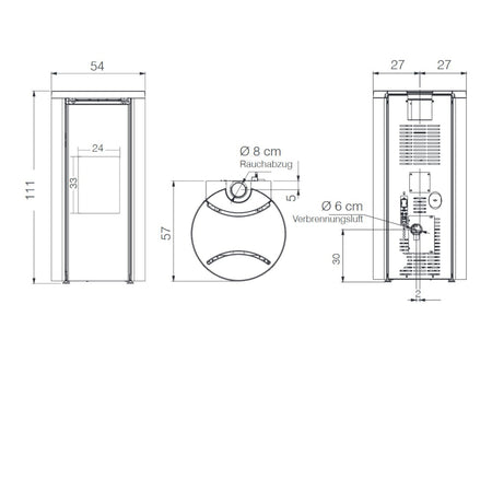 Edilkamin Pelletofen Celia Air Tight Maße