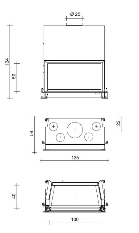 Edilkamin Kamineinsatz Flat 120 Maße
