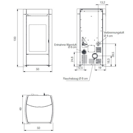 Edilkamin Pelletofen Lena Plus Maße