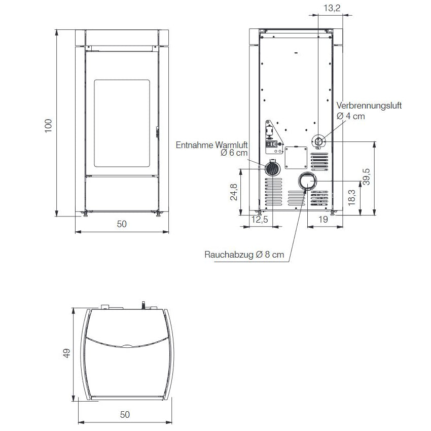 Edilkamin Pelletofen Lena Plus Maße