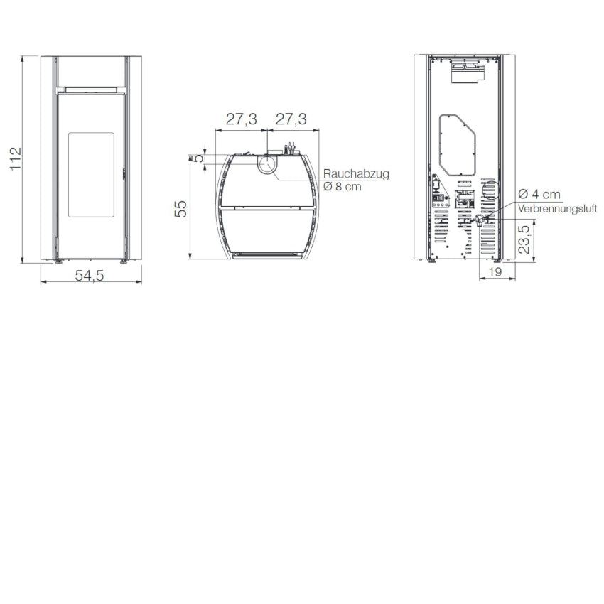 Edilkamin Pelletofen Myrna Q Maße