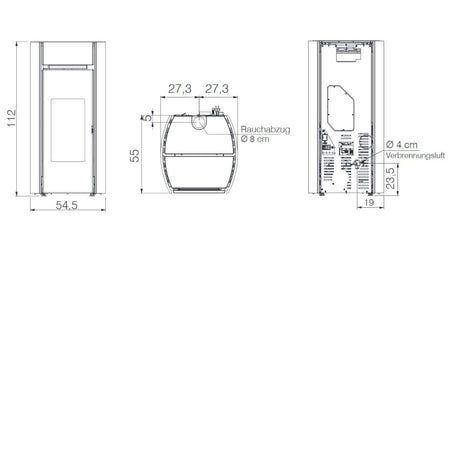 Edilkamin Pelletofen Myrna Q Maße