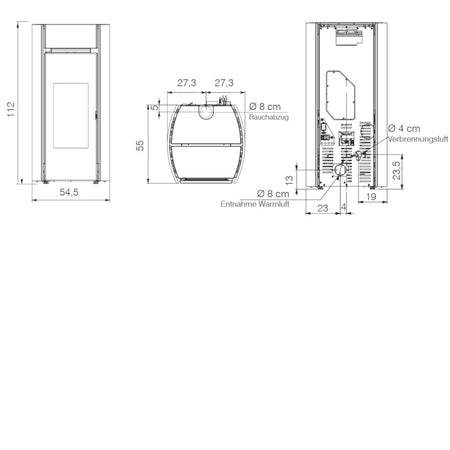 Edilkamin Pelletofen Myrna Plus Q Maße