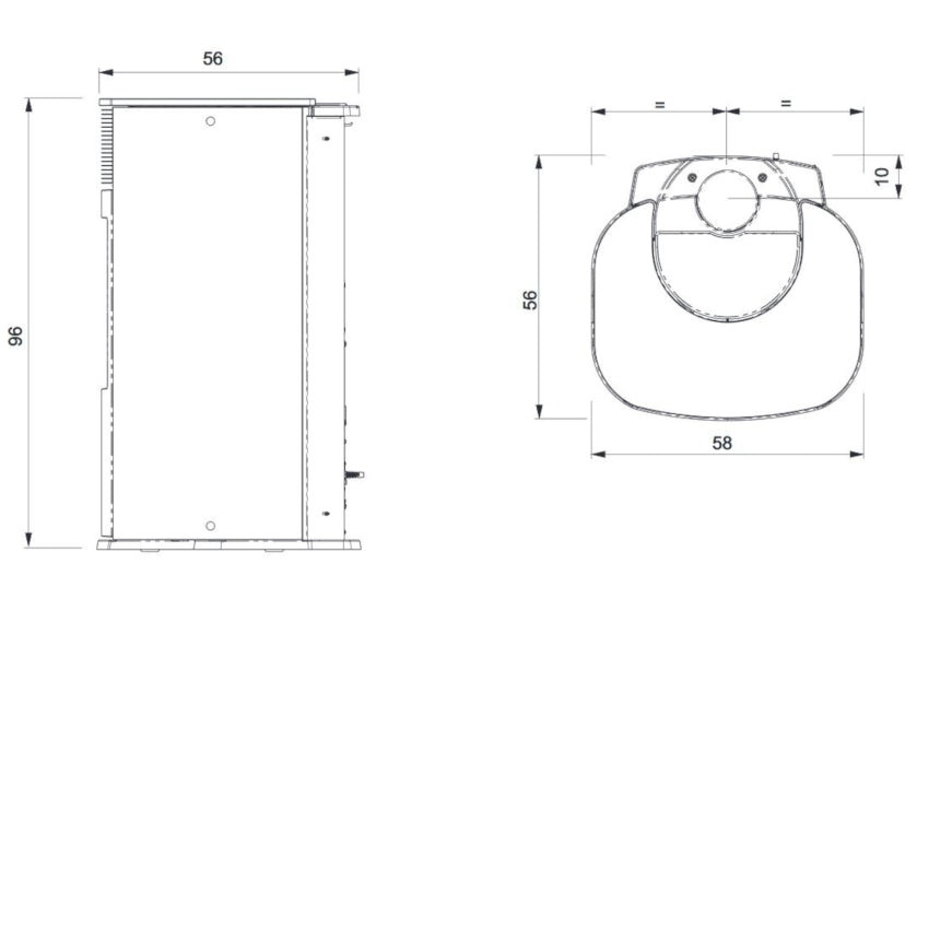 Edilkamin Pelletofen Mya Air Tight Maße seite/oben