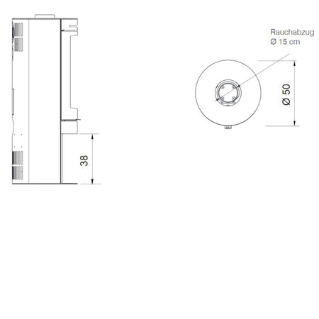 Edilkamin Kaminofen Tally 8 Maße seite/oben