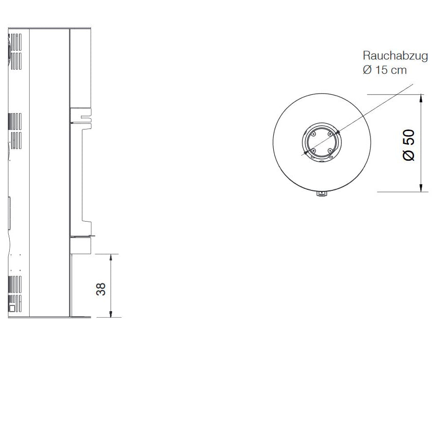 Edilkamin Kaminofen Tally 8 S Maße seite/oben