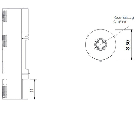 Edilkamin Kaminofen Tally 8 S Maße seite/oben