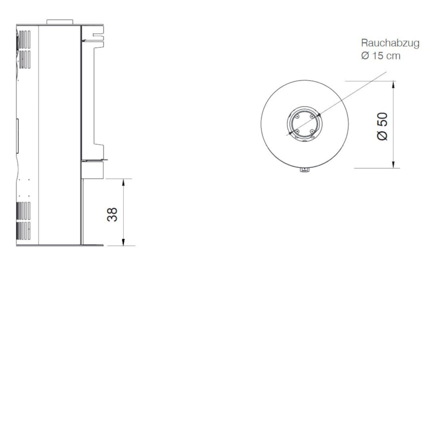 Edilkamin Pelletofen Tally 8 Maße seite/oben