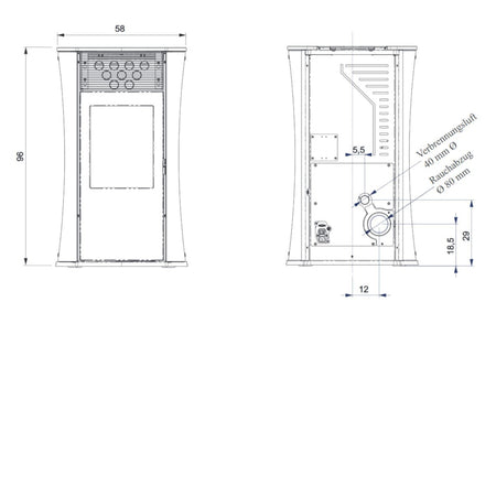 Edilkamin Pelletofen Mya Air Tight vorne/hinten