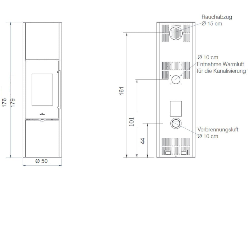 Edilkamin Tally 8 Up S vorne/hinten