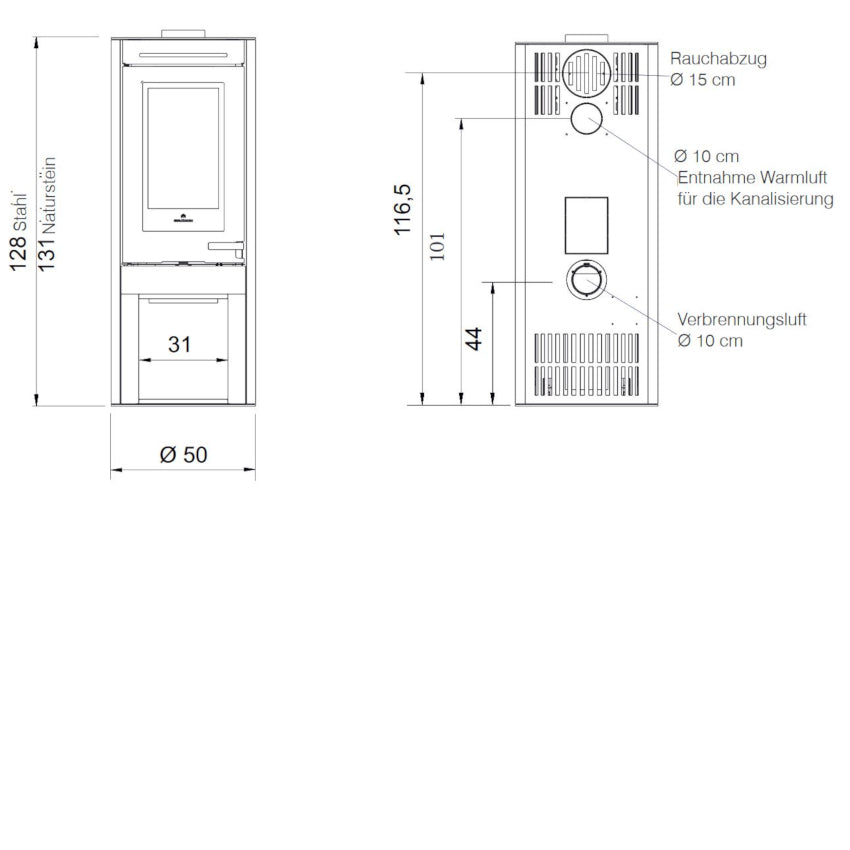 Edilkamin Kaminofen Tally 8 vorne/hinten