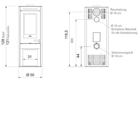 Edilkamin Kaminofen Tally 8 vorne/hinten