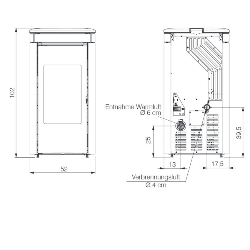 Edilkamin Pelletofen Yana Plus Maße