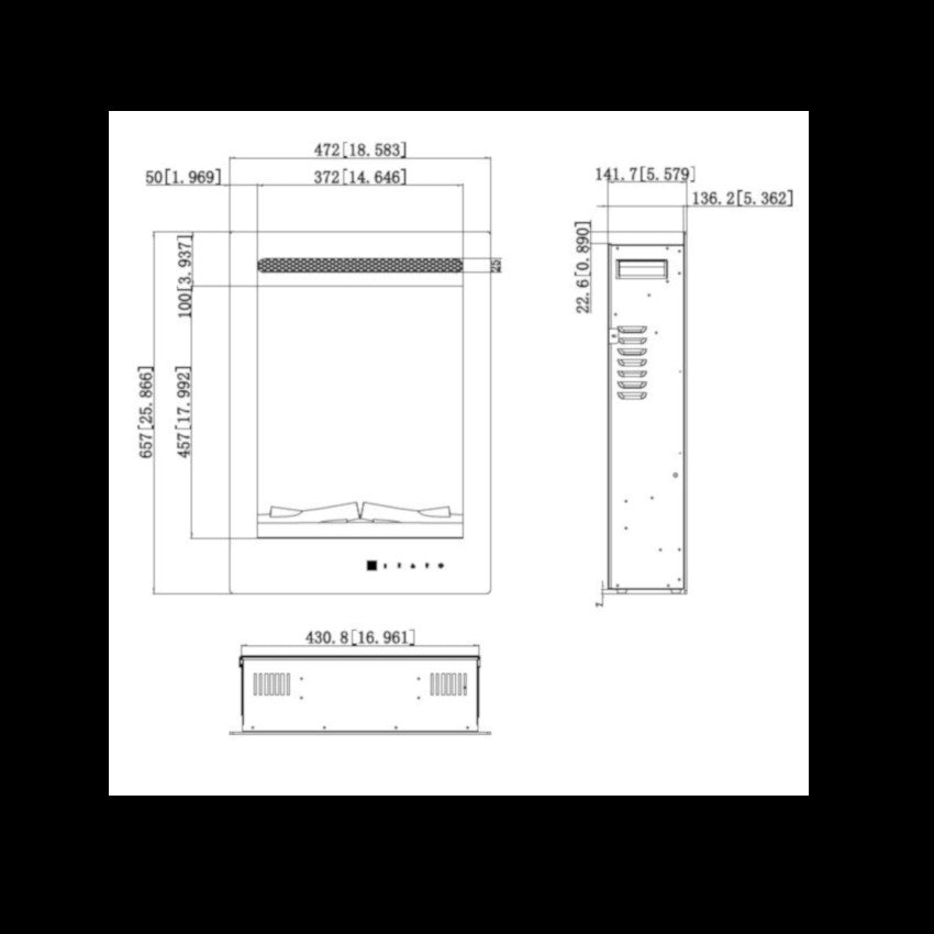 Aflamo LED Einsatz Majestic 32/LED 50 Pro, Masszeichnung | klimaworld.com