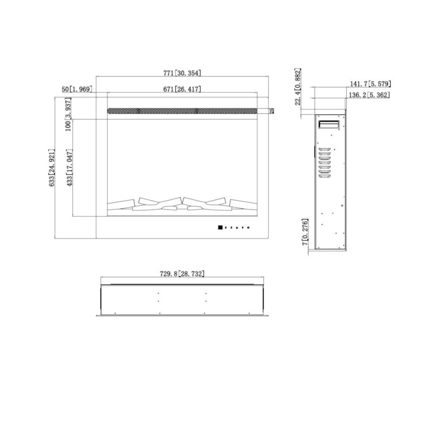 Aflamo Elektrokamin Majestic 39, Masszeichnung | klimaworld.com