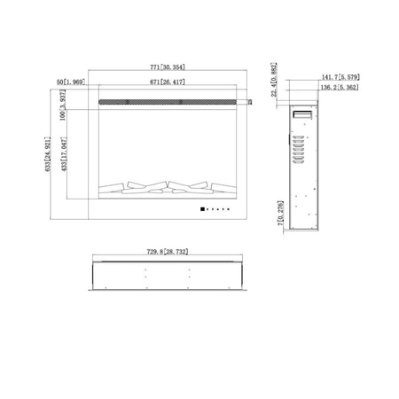 Aflamo Elektrokamin Majestic 39, Masszeichnung | klimaworld.com