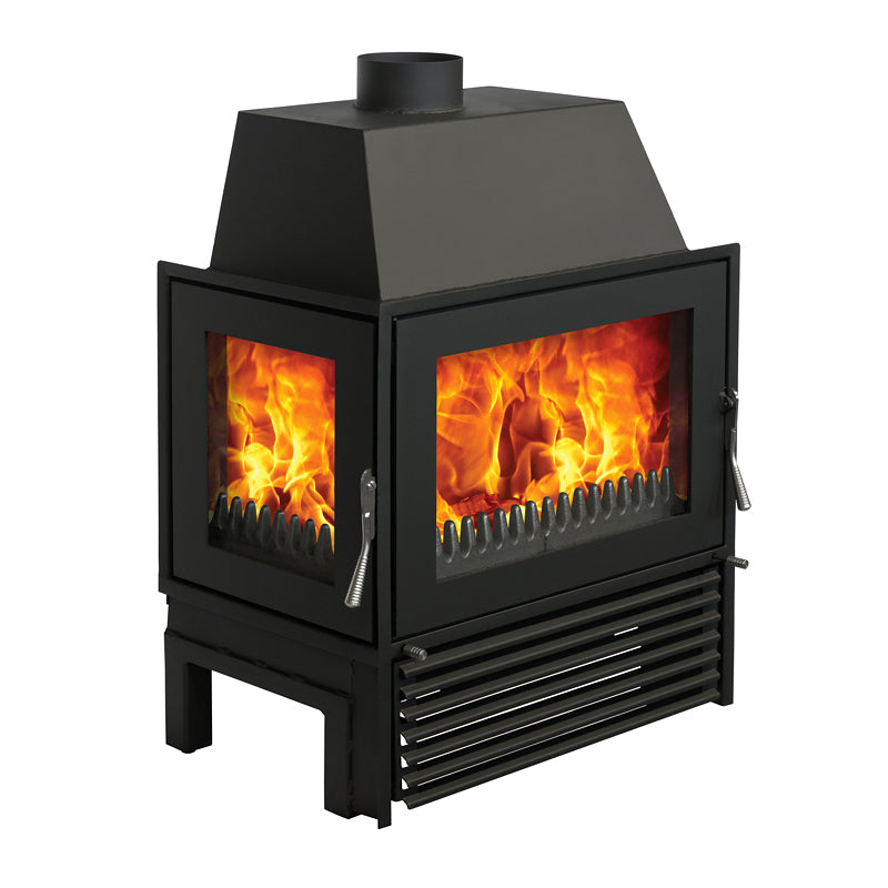 Warmluft Kamineinsatz Malaga II Eckglas links Seitenansicht
