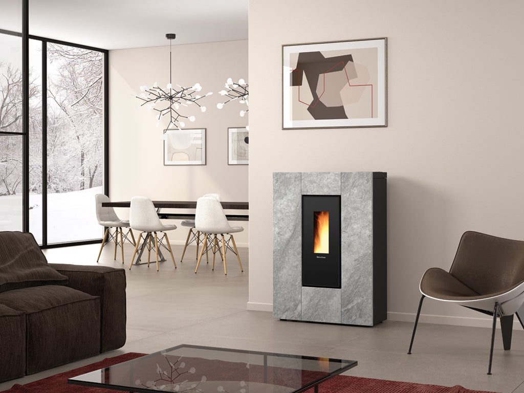 Extraflame Pelletofen Marilena Plus AD | Ambientebild Naturstein