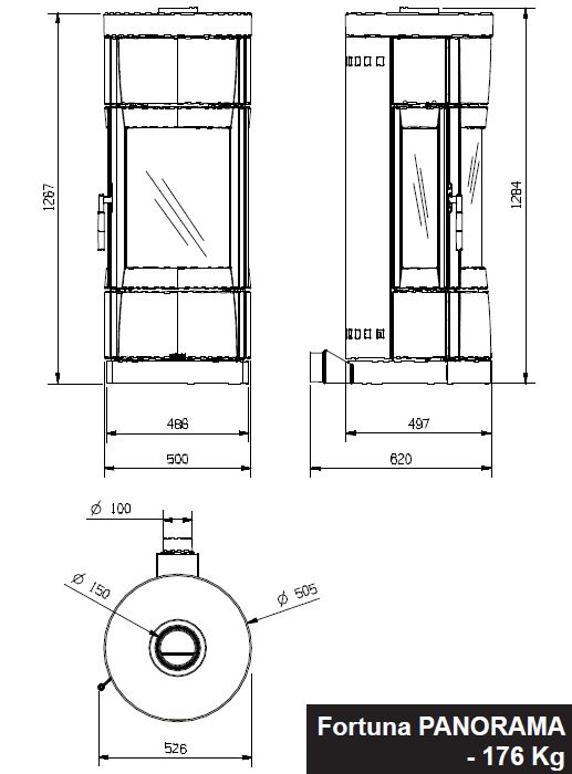 Holzofen Serie Carillon La Nordica Fortuna Panorama 7kW