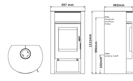 Warmluft Kaminofen Florida Tinjan 6,5 kW Stahl