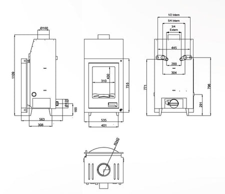 Kamineinsatz Wassergeführt Aquaflam 12 kw Prisma