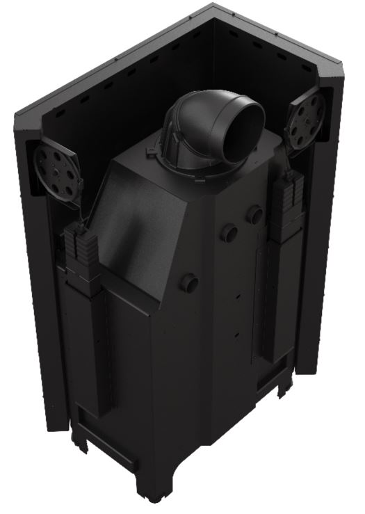 Warmluftkamineinsatz Kratki MBA/G 17,hochschiebbare Tür, links 17kW