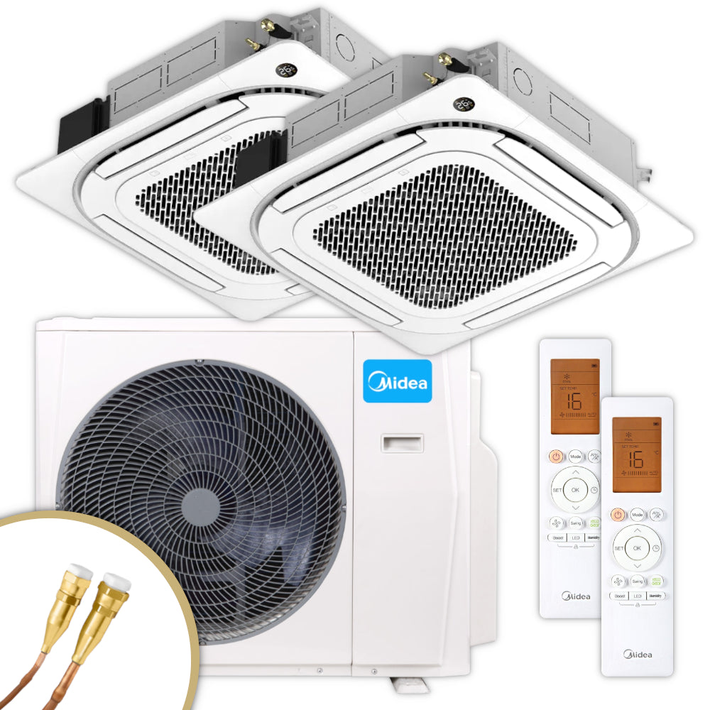 MIDEA Deckenkassetten-Set | 5,2 kW + 5,2 kW | Quick-Connect | Klimaworld.com