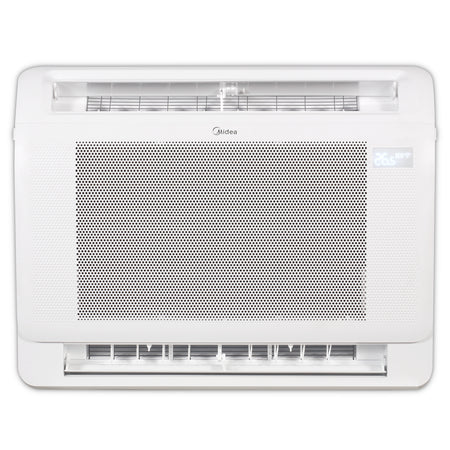 Weisses MIDEA Split Innengeraet in der Frontalansicht mit geoeffneten Luftauslaessen | klimaworld.com