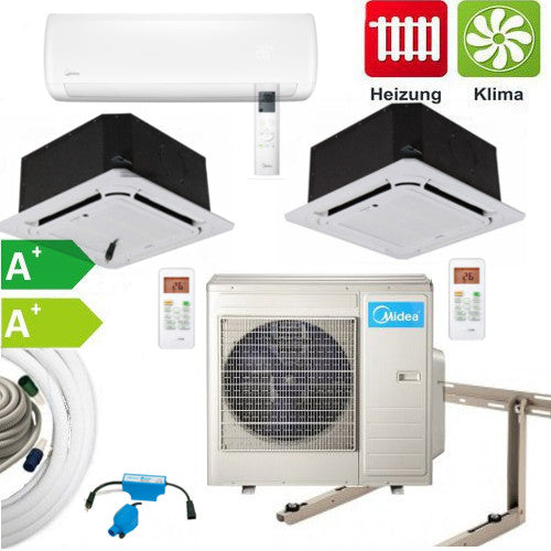 Midea Multisplit Set Außengerät mit Deckenkassette 2,6 kW + Wandgerät 3,5 kW 