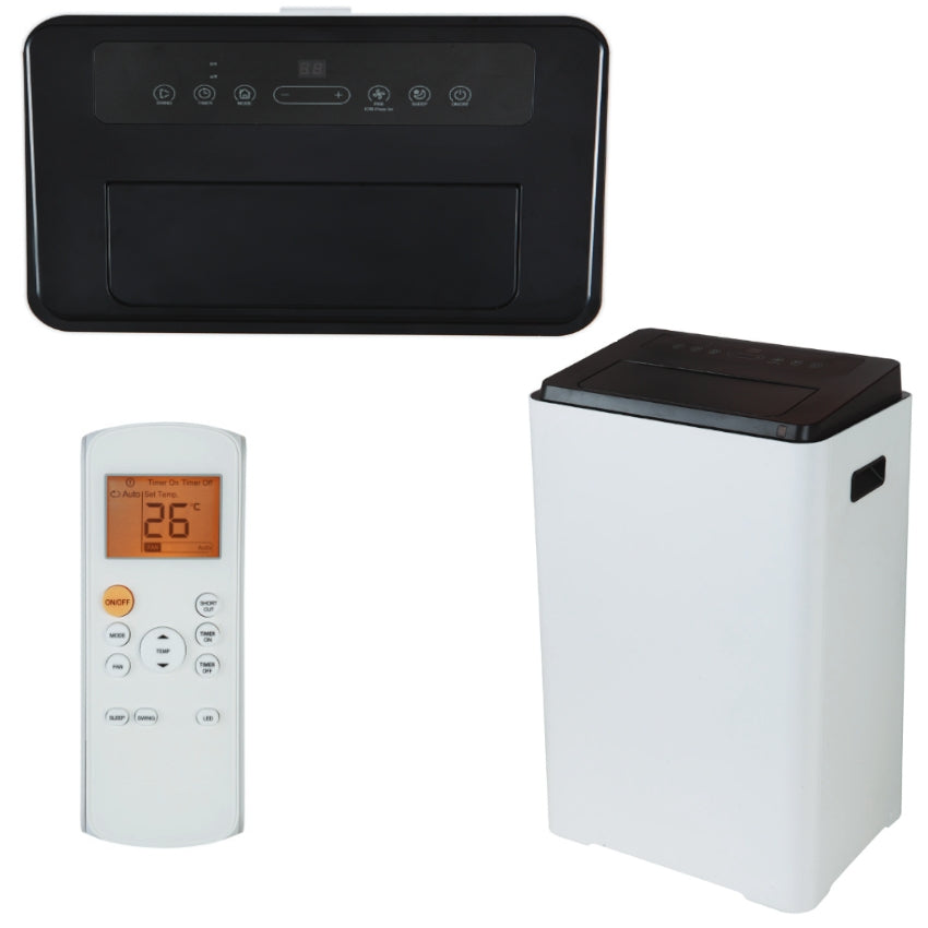 Midea mobiles Klimagerät mit Bedienfeld, Display und Fernbedienung