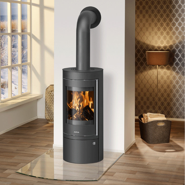 Justus Kaminofen Mino Top 2.0 Stahl Schwarz Ambiente | klimaworld.com