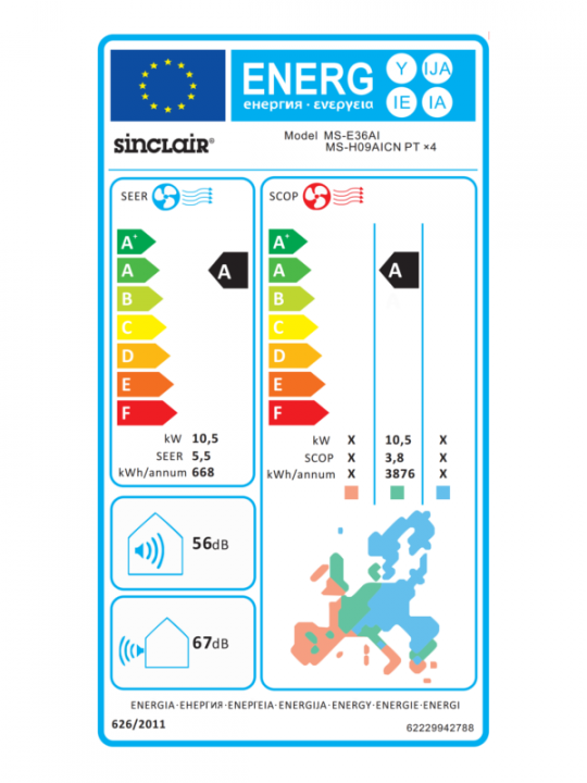 Sinclair Multisplit Inverter Außengerät MS-E36AI 10,5 kW