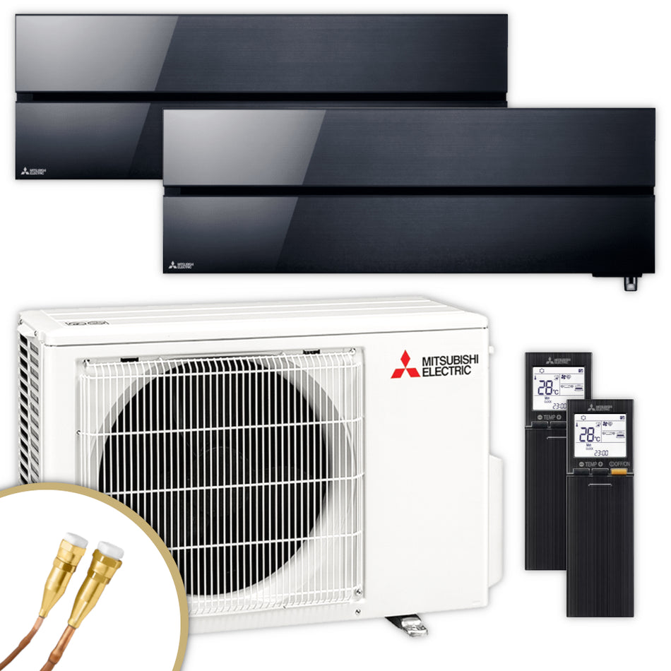Mitsubishi Multisplit Klimaanlage Set MSZ-LN | 1,8 kW + 2,5 kW | Onyx Black | klimaworld.com