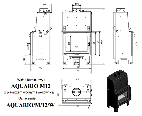 Kamineinsatz wasserführend Aquario M12 Kw Kratki