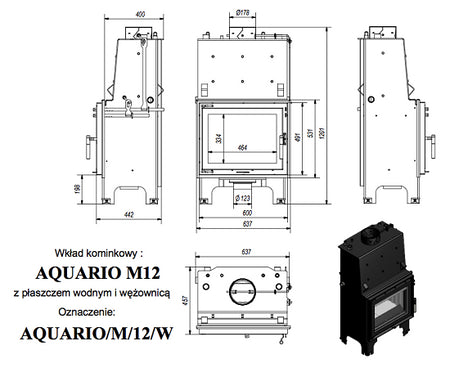 Kamineinsatz wasserführend Aquario M12 Kw Kratki