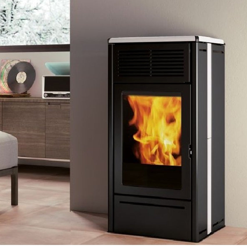 Pelletofen EdilKamin Nara | schwarz, keramik weiss | 7kW