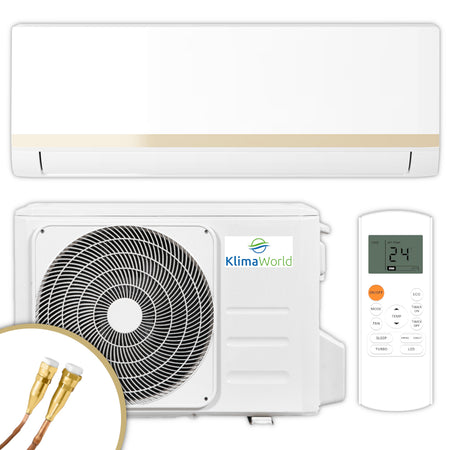 KlimaWorld Split-Klimaanlage Nexa Energy E 9000, Wandgerät, Außengerät und Infrarot-Fernbeidenung in weiß mit Quick-Connect Leitungen | klimaworld.com