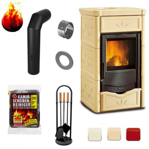 La Nordica Kachel-Kaminofen Nicoletta Pergament 8kW SET