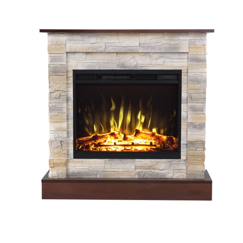 Aflamo LED Standkamin | Vigo Stone Desert/walnus