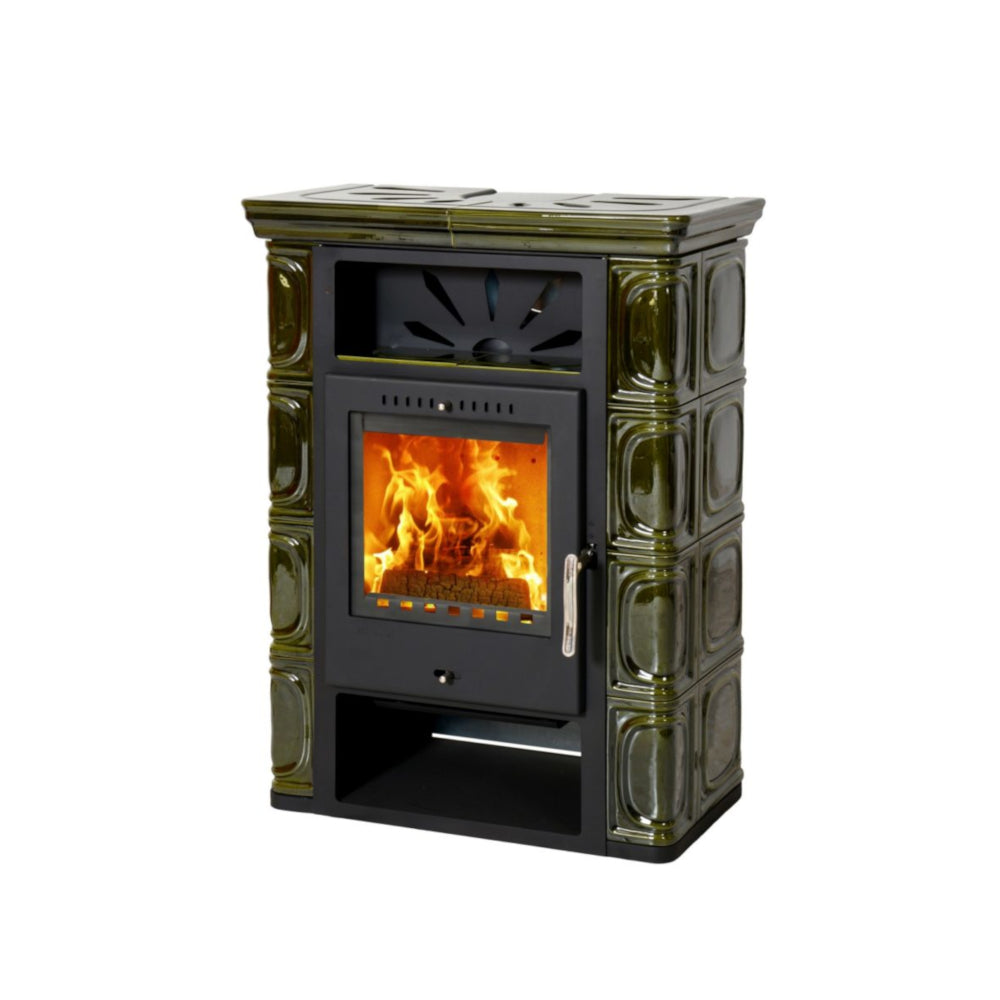 Thorma | Kaminofen | BORGHOLM black/TOP | Olivgrün | 7 kW