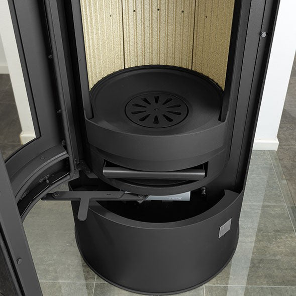 Oranier Warmluftkaminofen Arena 6kW Stahl schwarz Abdeckung Kalkstein Cream