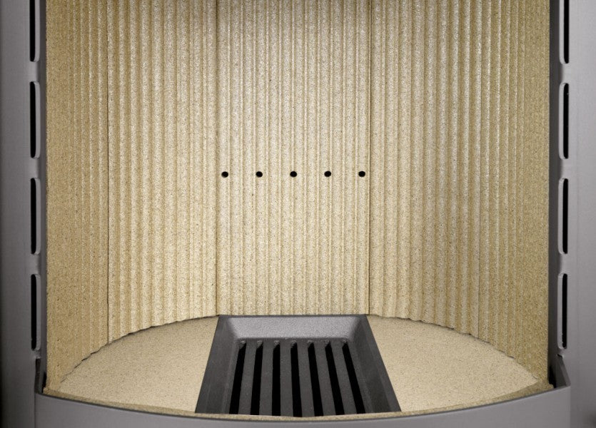 Oranier Polar 4 Korpus Stahl Schwarz mit Kachel seidenweiß Kaminofen 5 kW