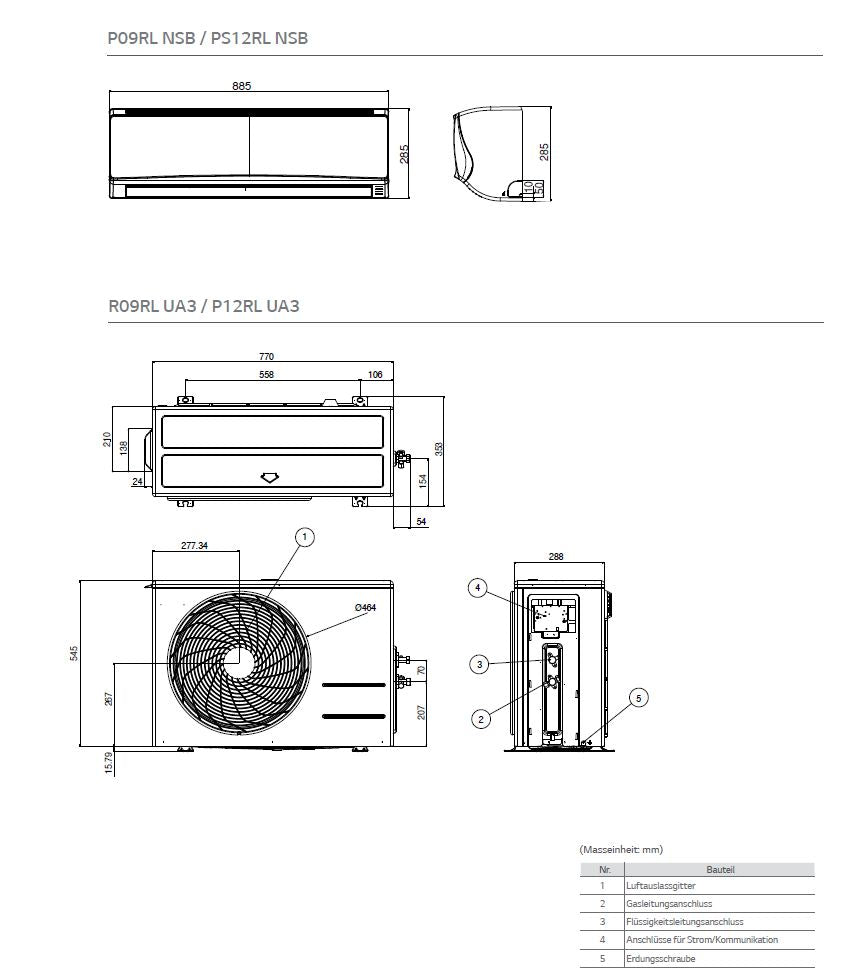 LG Klimagerät / Klimaanlage Standard Inverter P12RL 3,5 kW - SET 