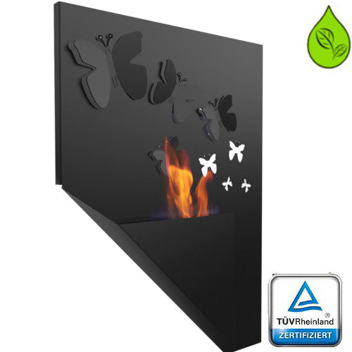 Kratki Biokamin Dekorativ Wandkamin Papa Morpho schwarz TÜV