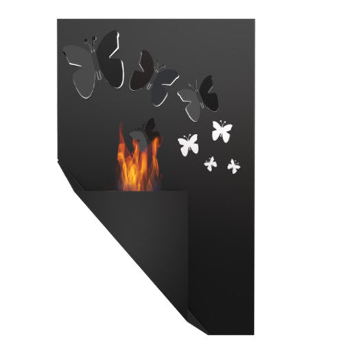 Kratki Biokamin Dekorativ Wandkamin Papa Morpho schwarz TÜV