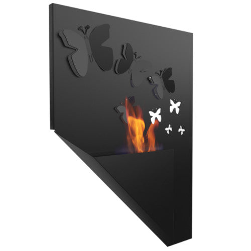 Kratki Biokamin Dekorativ Wandkamin Papa Morpho schwarz TÜV