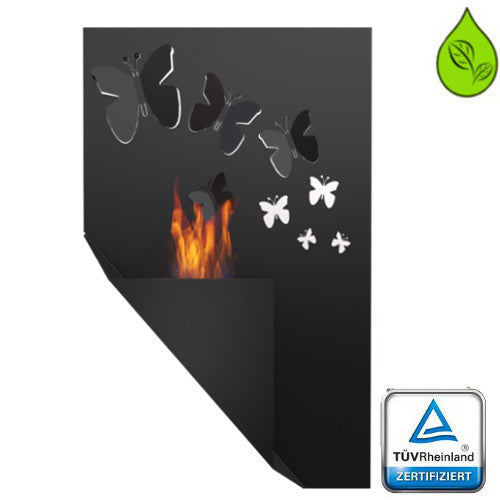 Kratki Biokamin Dekorativ Wandkamin Papa Morpho schwarz TÜV