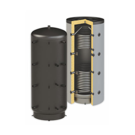 Beispiel mit Isolierung - ThermoFlux Pufferspeicher PBM-RR 500 | ohne Isolierung | 2 WT  | www.klimaworld.com